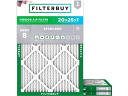 Paquete De 3 Filtros De Aire Plisados Merv 8 Para Calderas De Climatización (20 X 25 X 1 Cm, Color Plata)