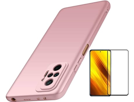 Kit Carcasa y Protector Xiaomi Poco F3 Full Cover Turtleshell Rosa