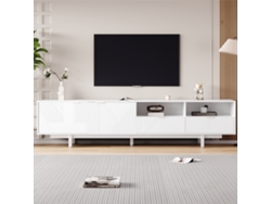 Mueble Tv 200cm Bohemio Blanco Geométrico 90 Pulgadas Salón Moderno