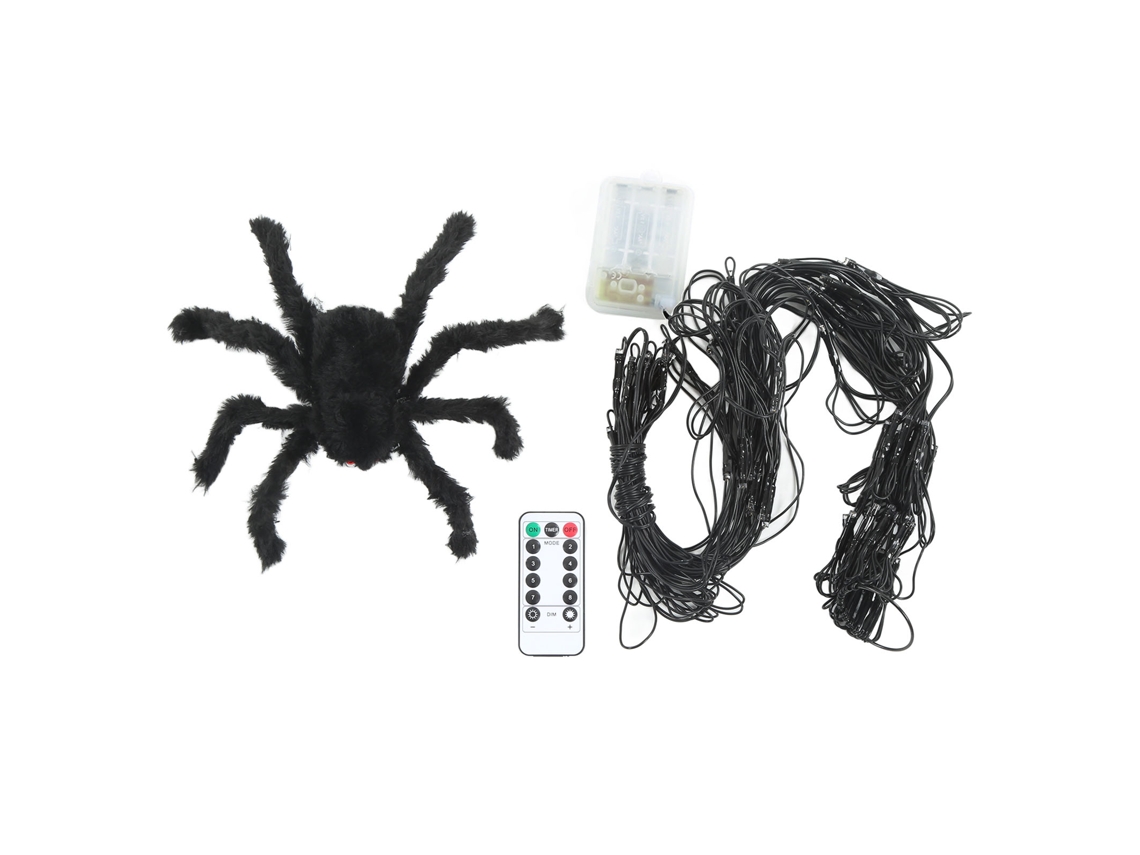 Ats-luces De Telaraña De Araña Led Impermeables Con Control Remoto Decoración De Halloween Luz Blanca Cálida