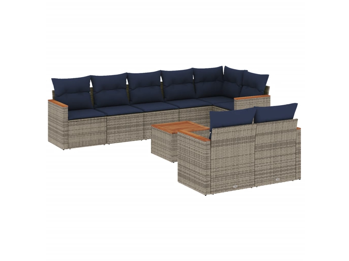 Maison Exclusive - Conjunto De Sofá De Jardín De 9 Piezas Con Cojines, Poliratán Gris