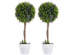2 Esferas Lavanda Artificial Ø24x60cm Jarrón Musgo Cemento