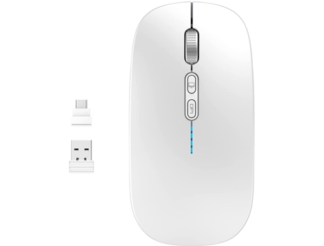 Ratón ELKUAIE Óptico Inalámbrico Silencioso Ultrafino 2.4G Inalámbrico Portátil Móvil Blanco