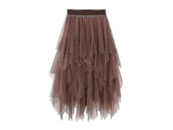 Falda larga de tul con cintura elástica, modelo 2026, estilo fresco y delicado para mujer (jxsm8063)