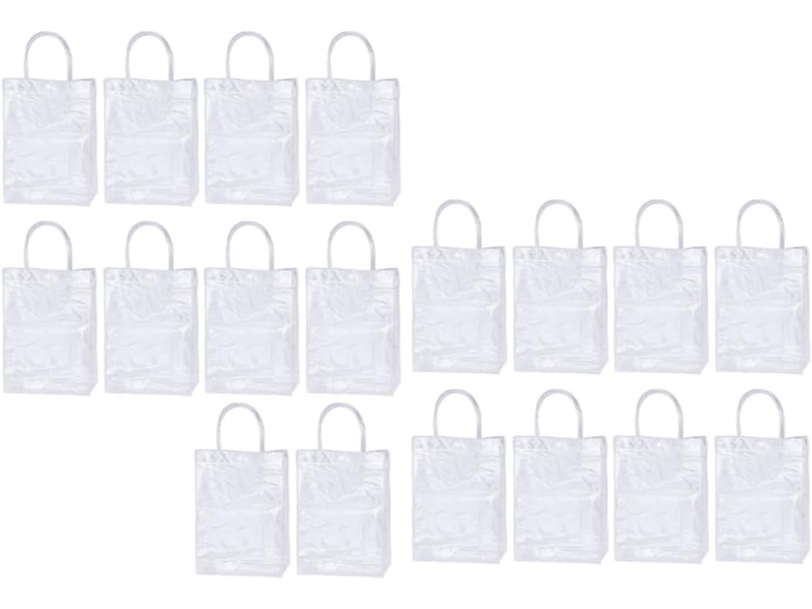 Ciieeo - Pacote Com 18 Sacolas De Presente Simples E Transparentes Em Pvc Com Alças, Portáteis E Fáceis De Transportar