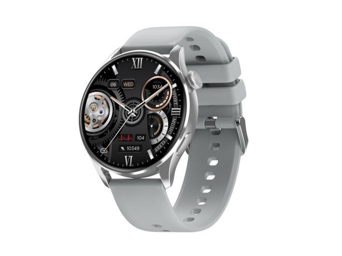 Smartwatch con pantalla redonda de 1,39 pulgadas y llamadas Bluetooth (plateado)