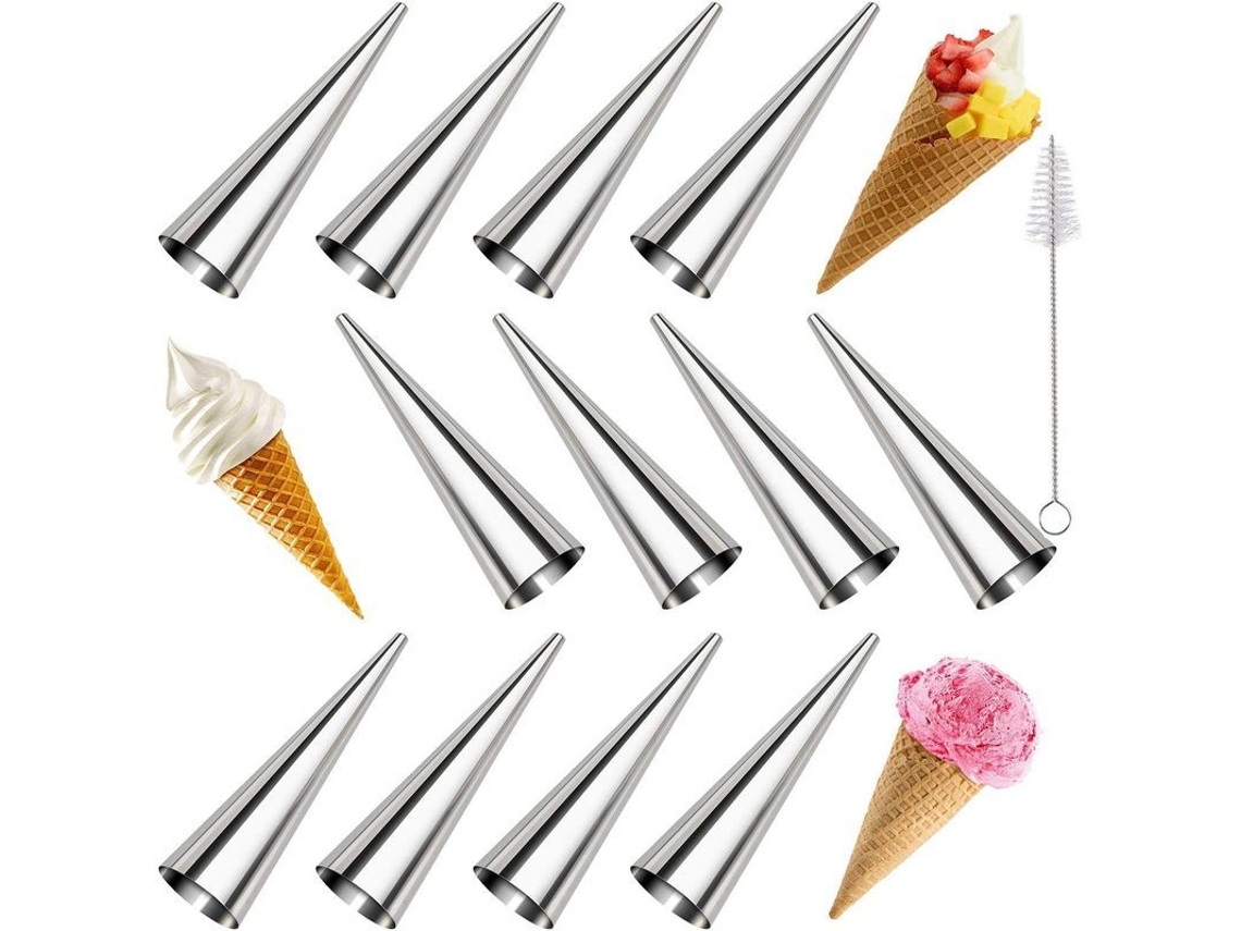 20 Moldes De Acero Inoxidable Para Chouquettes, Tamaño Grande 12,2 Cm, Antiadherentes, Cónicos Sin Costuras.