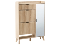 Organizador de zapatos Beliani Moonie con puerta de espejo en MDF marrón 84x25x118