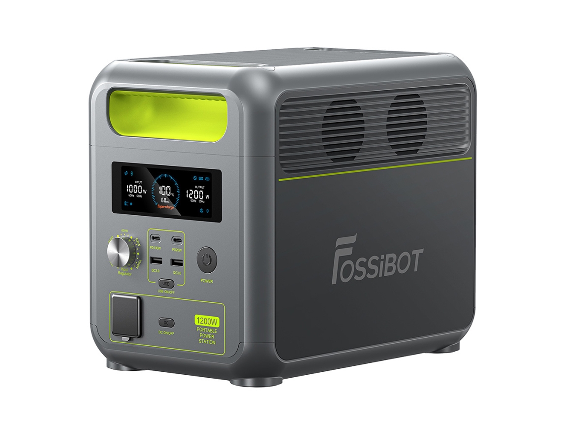 Estación de Energía Portátil FOSSIBOT F1200 1024Wh Capacidad 1200W 3 Modos de Luz Led Protección Bms 4000+ Ciclos