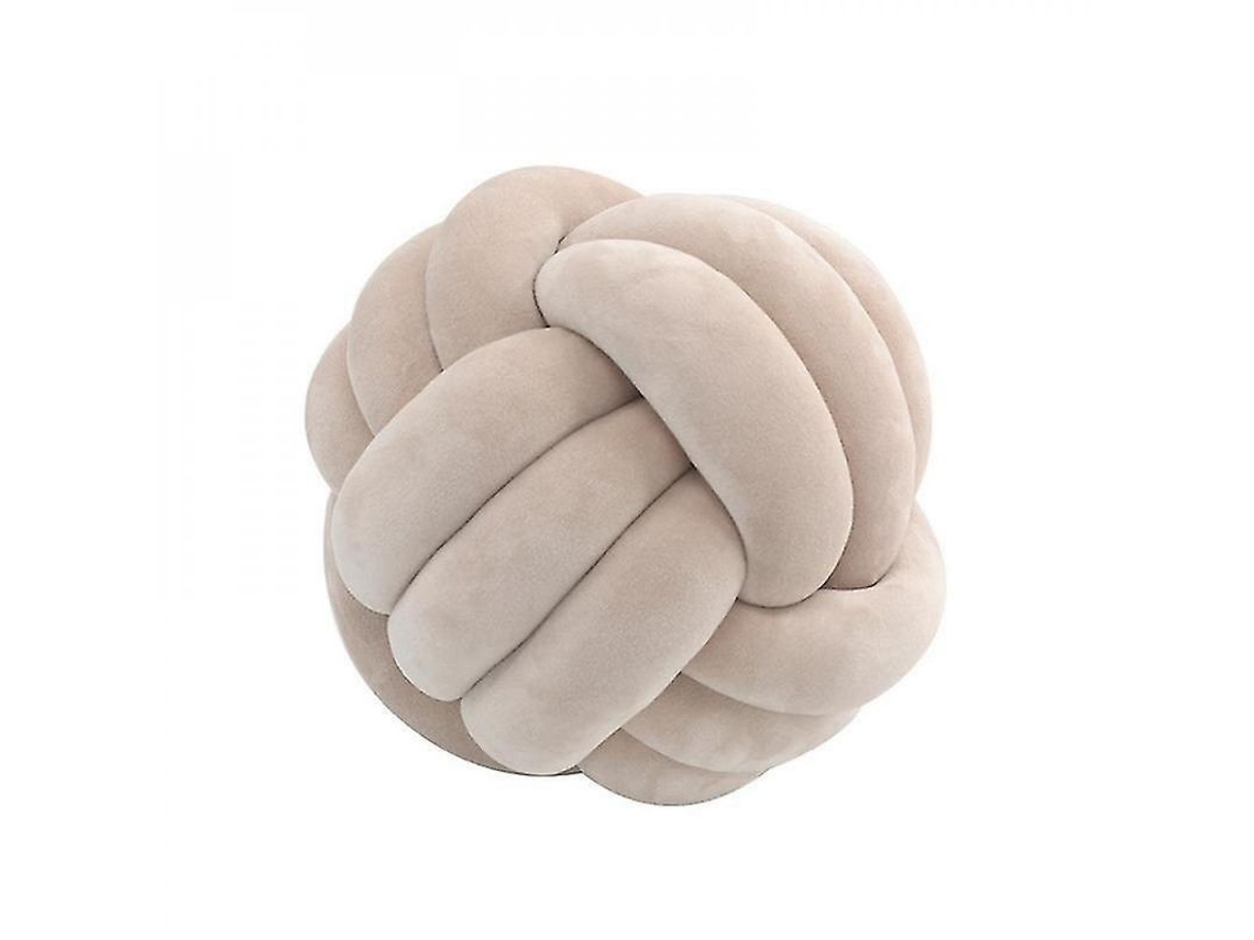 2026-12976-almohada Redonda Knotted Suave Decoración Hogar Almohadón Plush Hecho A Mano 7.9x7.9in Marrón Claro