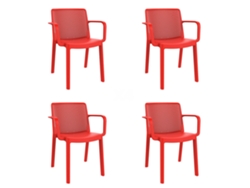 GARBAR FRESH Set 4 Silla Con Brazos Interior Exterior Rojo