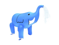 Elefante inflable gigante con aspersor de agua en la trompa. 220 x 160 cm. Presa.
