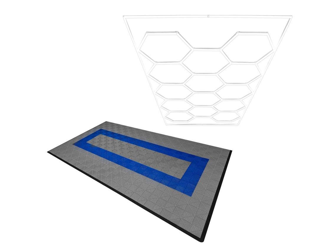 Metaplacas de polipropileno con cantos grises (90) y azules (30), plafón LED hexagonal Monstershop (120 unidades)