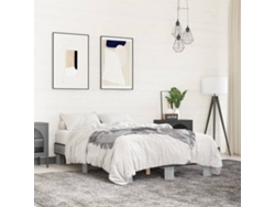 Estructura Cama Madera Ingeniería Metal Gris Sonoma 140x200 Cm