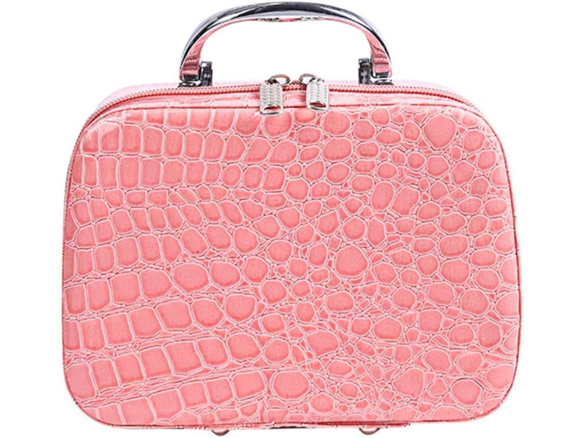 Neceser Portátil, Neceser De Viaje Multifuncional Con Espejo, Color Rosa.