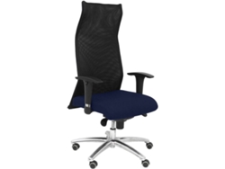 Silla de Escritorio Ejecutiva PIQUERAS Y CRESPO Sahúco XL Azul Marino y Negro con ruedas de parqué (Malla y Tejido)