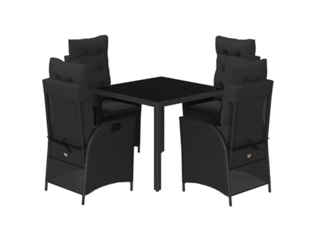 Conjunto 5 de muebles jardín VIDAXL con cojines ratán sintético negro
