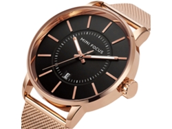 Reloj Hombre Cuarzo Casual Impermeable Correa Simple Mini Focus Negro+rosa