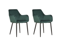 Cadeiras de jantar em veludo BELIANI Wellston de Veludo Verde 60x61x84