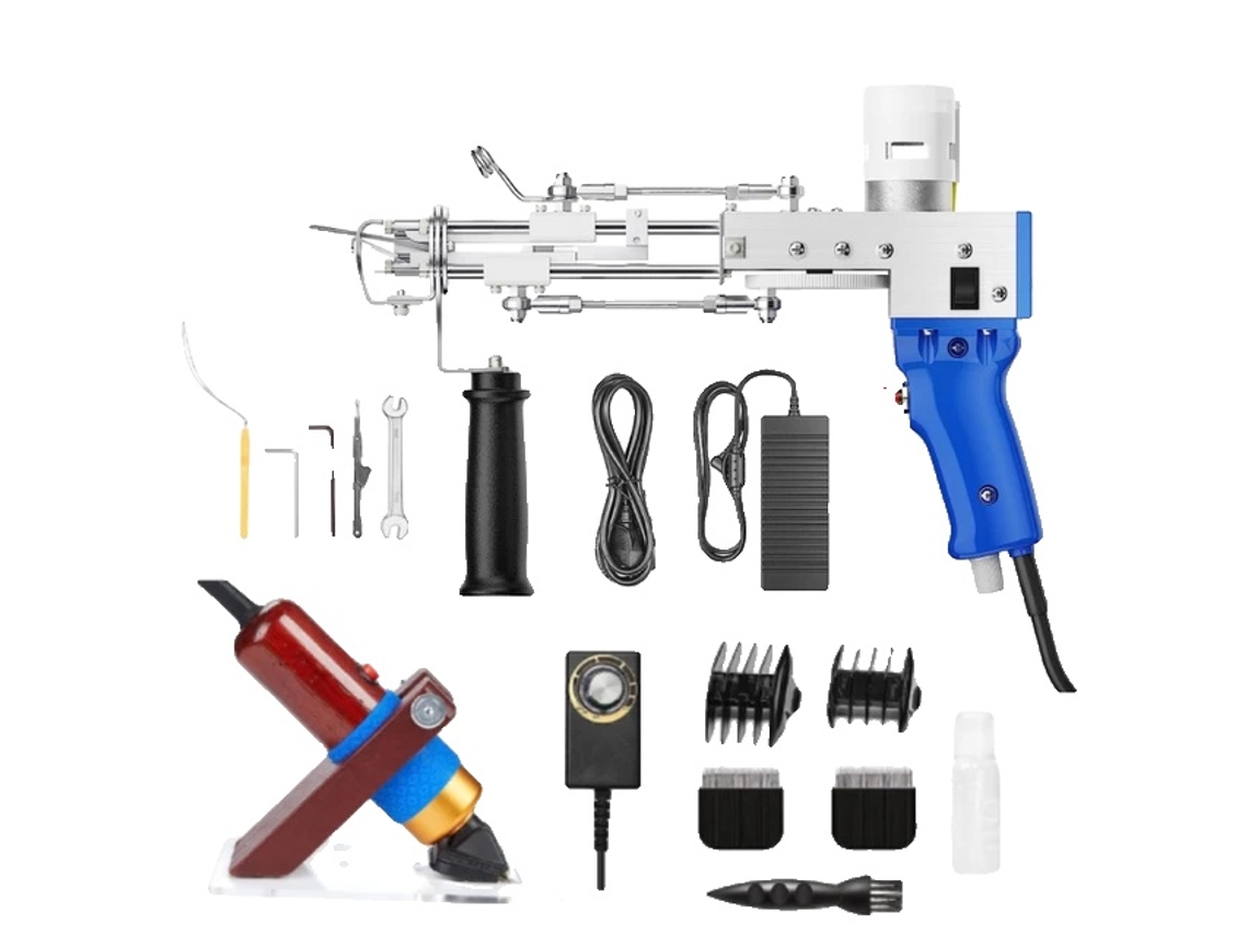 Kit de pistola para mechones, recortadora, máquina para mechones de alfombras, kit 2 en 1 azul, enchufe UE 220 V OEM