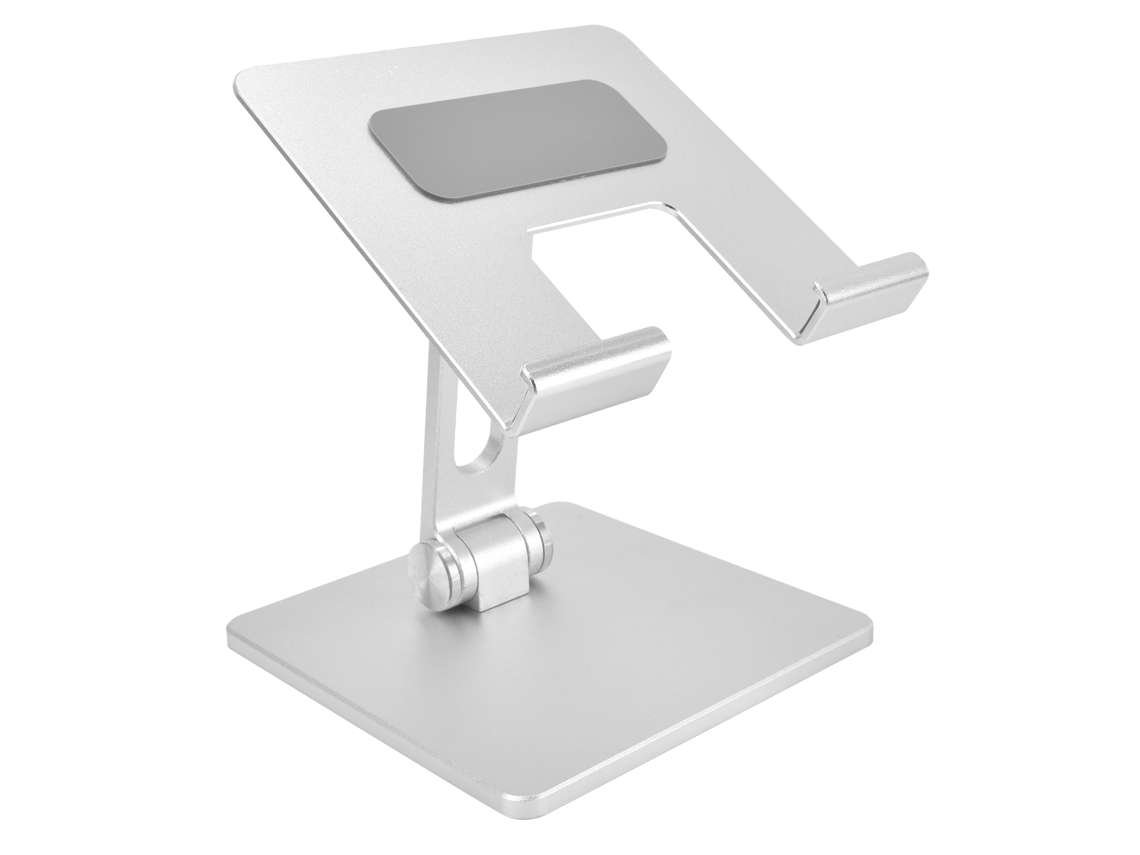 Soporte universal de mesa para tabletas y teléfonos móviles, aluminio plateado