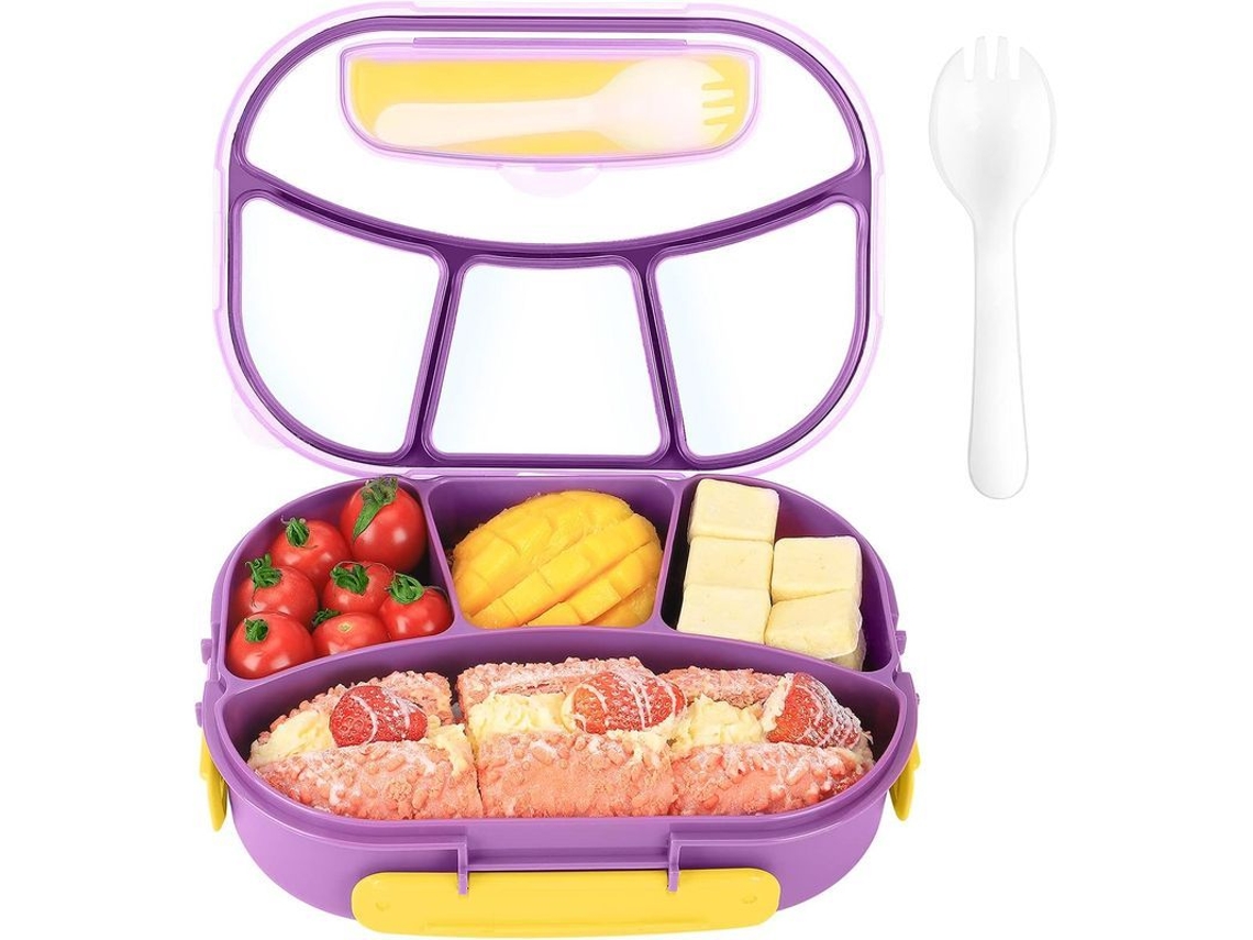 2026-41451-bandeja Bento Adultos Niños 1800ml 4 Compartimentos Airtight Microondas Lavavajillas Sin Bpa Morado