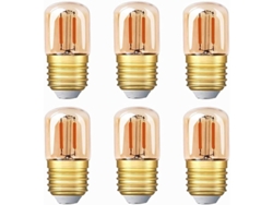 Mini Bombilla Led Tubular, 1w T28 Edison Filamento E27 2200k Blanco Cálido 80lm Cristal Ámbar Paquete De 6 clase Energética G