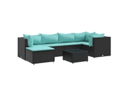 Maison Exclusive - Set De Muebles De Jardín Y Cojines 7 Pzas Ratán Sintético Negro