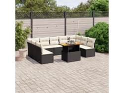 Conjunto de sofás de jardín de 10 piezas DKD Home Decor con cojines de mimbre negros