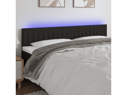 Cabecero Con Led De Tela Negro 160x5x78/88 Cm