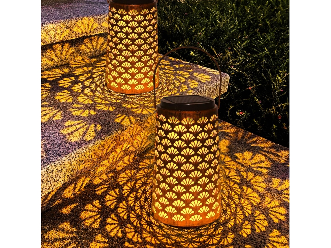 Juego de 2 faroles solares para jardín, dos modos de iluminación PRIME KANG