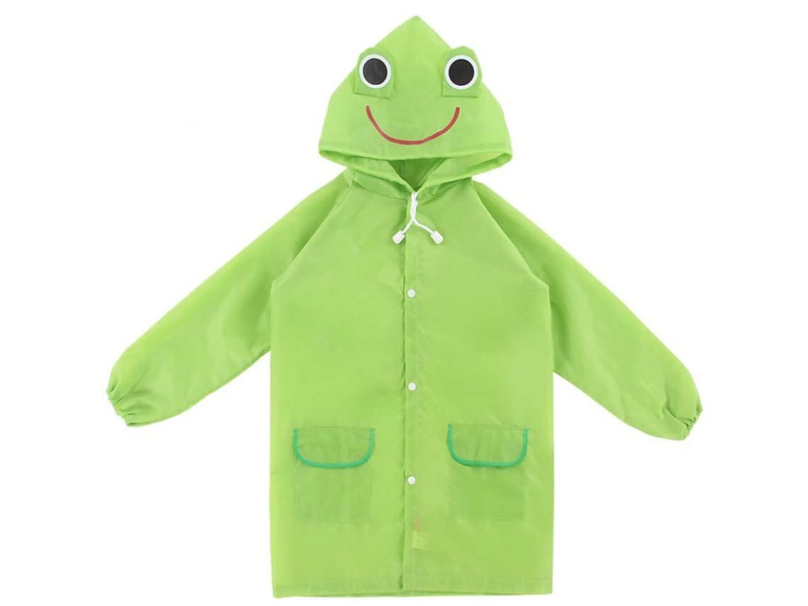 Traje impermeable para niños con colorido diseño de animales de dibujos animados, ecológico para niños, verde