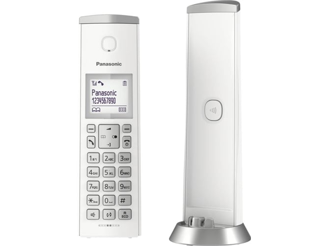 Teléfono fijo vertical PANASONIC KX-TGK210 blanco — Inalámbrico | Altavoz | Hasta 18 h en conversación