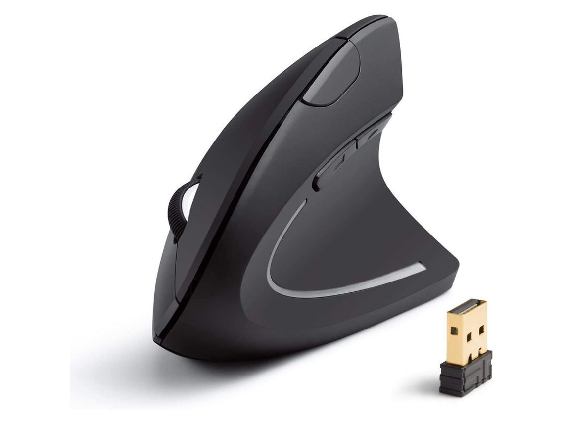 Ratón Óptico Vertical Ergonómico Inalámbrico 2.4g, 800/1200/1600 Dpi, 5 Botones, Para Portátil Y Ordenador De Sobremesa - Negro