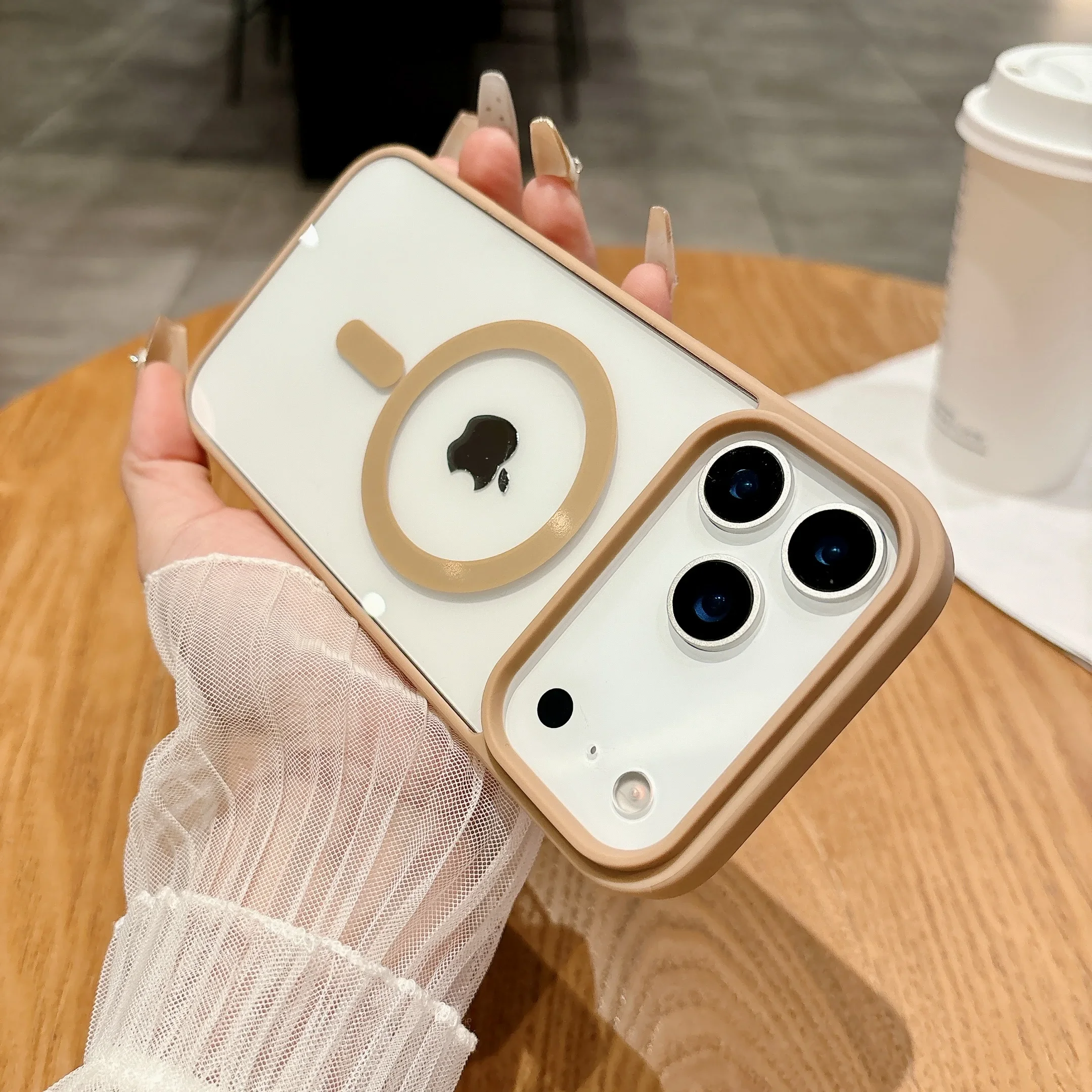 (oro, Iphone 12 Pro Max) Funda Sencilla De Acrílico Transparente Para Teléfono, Compatible Con Carga Inalámbrica Magnética, Textura Mate.