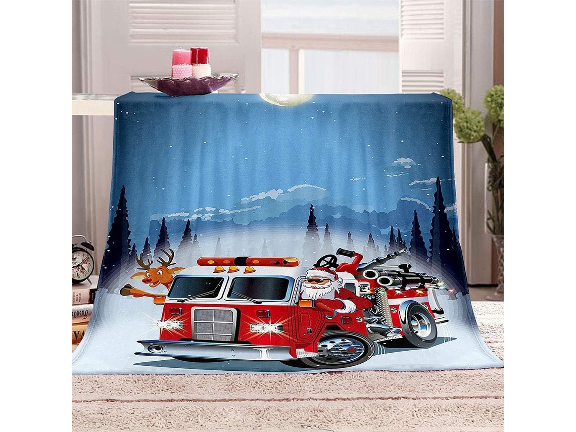 Manta de microfibra con estampado de Papá Noel, 150x200cm