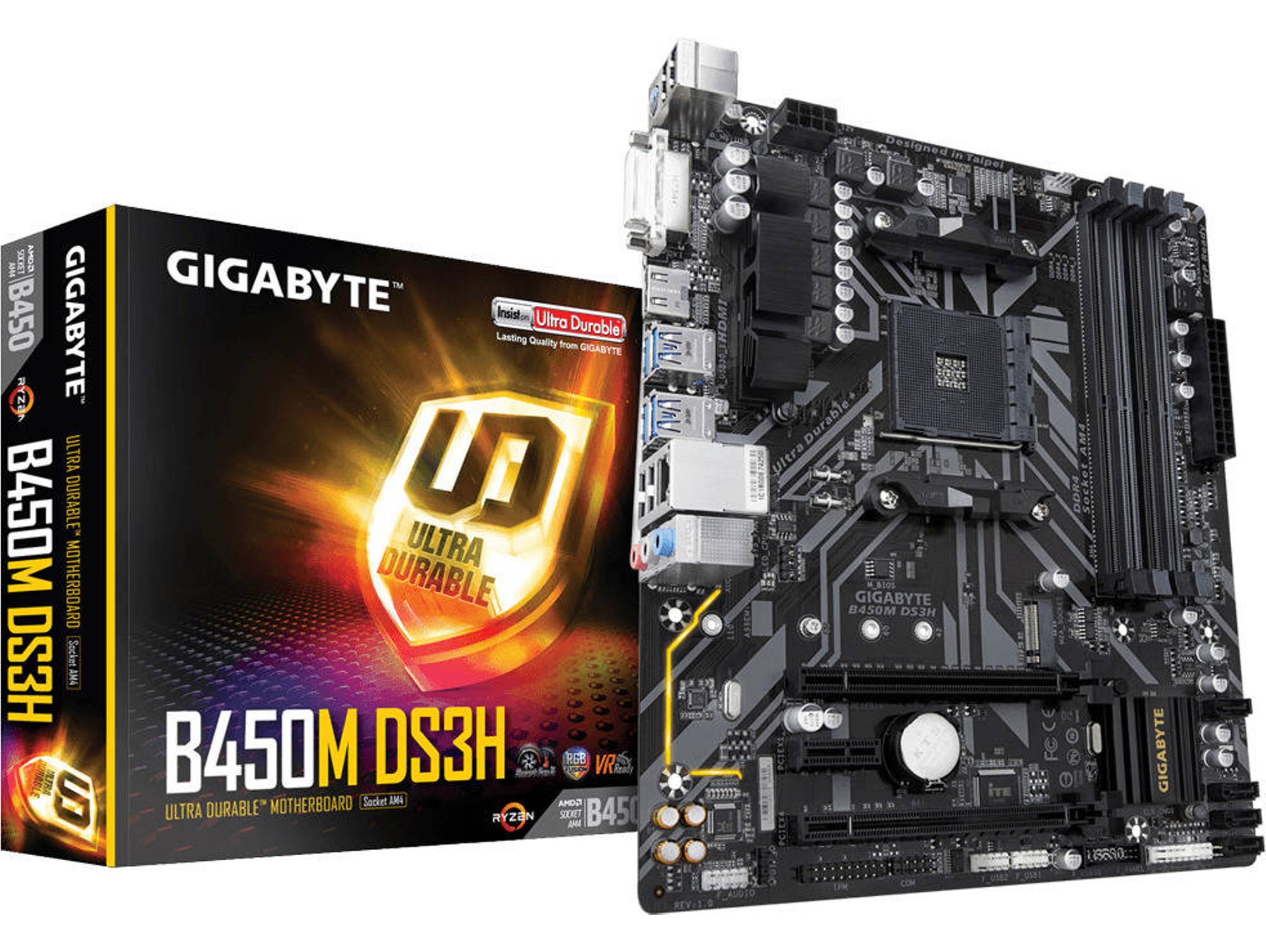 Placa Base GIGABYTE B450M DS3H (Socket AM4 - AMD B450 - Micro ATX)