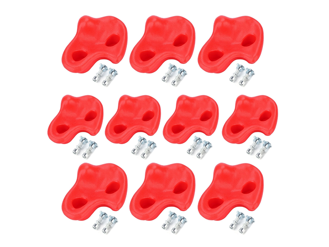 10 Piezas Piedras De Escalada De Plástico Con Textura Para Pared Niños Kit Variado Tornillo Rojo
