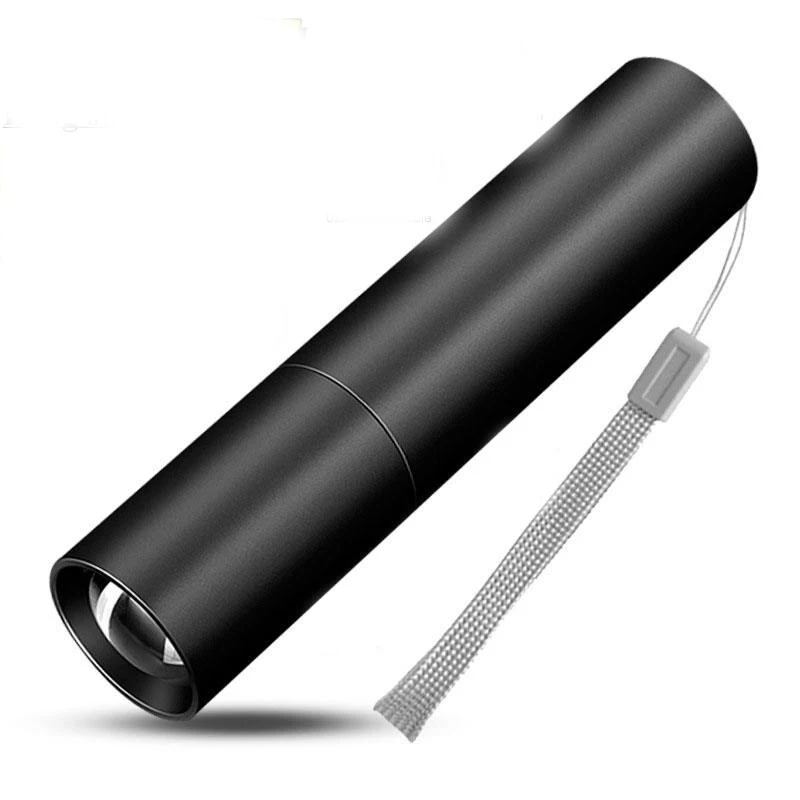 Mini linterna telescópica con zoom, 3 modos de iluminación, recargable por USB, resistente al agua, de alto brillo y portátil.