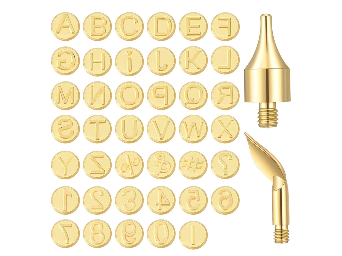 Juego De 43 Puntas De Madera Para Quemar Con Letras, Números Y Símbolos Para Manualidades.