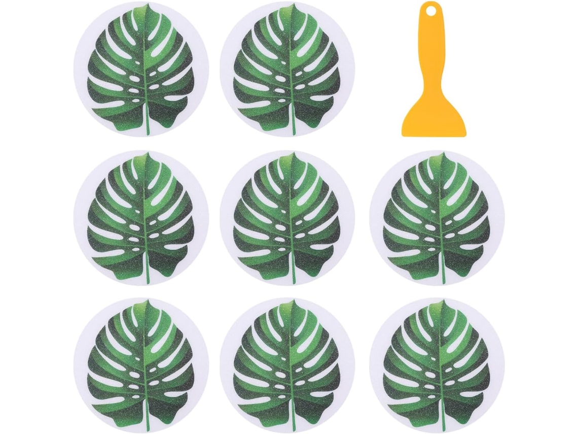 Pegatinas Antideslizantes Para Bañera 15 Cm De Diámetro Diseño Hojas Coloridas 8 Piezas Con Espátula Adhesivos Antideslizantes Seguros