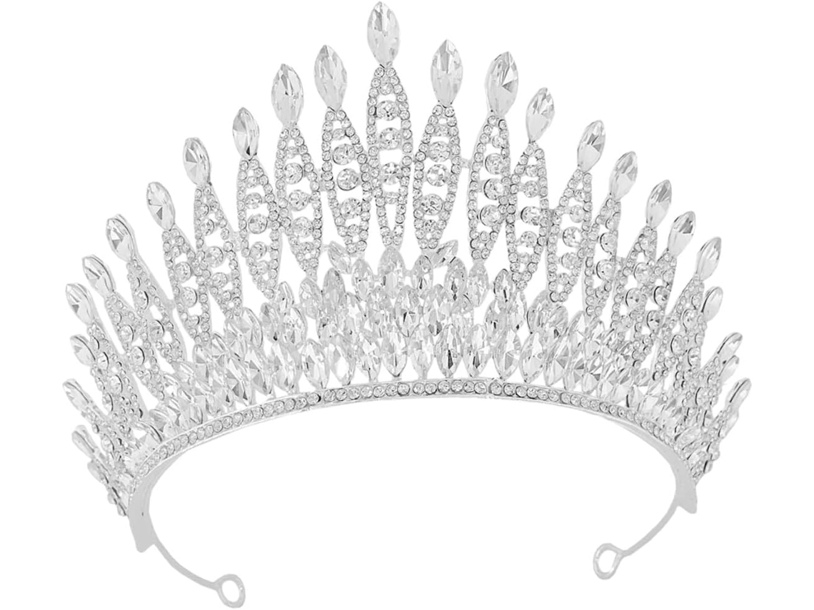Corona Nupcial De Diamantes De Imitación Plateados Nuobesty, Accesorio Para El Cabello De Metal Ligero, Diadema.
