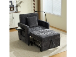 Sofá Cama 2 En 1 / Mesa Individual / Bolsillo - Gris