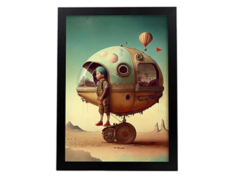 NACNIC Poster Carro En Estilo Surrealismo Cinematográfico Ilustraciones Y Grabados De Historieta Abstracta Y Artística A3 Marcos Negros