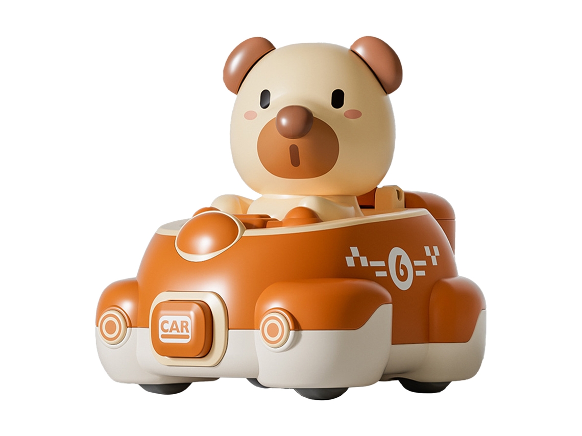 Coche De Juguete Con Inercia, Expulsión Por Colisión, Animalito Adorable, Plástico, Marrón.
