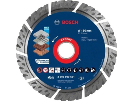 Disco de Lija BOSCH Expert Multimaterial 150x22,23x2,4x12 mm para Amoladoras Grees con Tuerca de Bloqueo