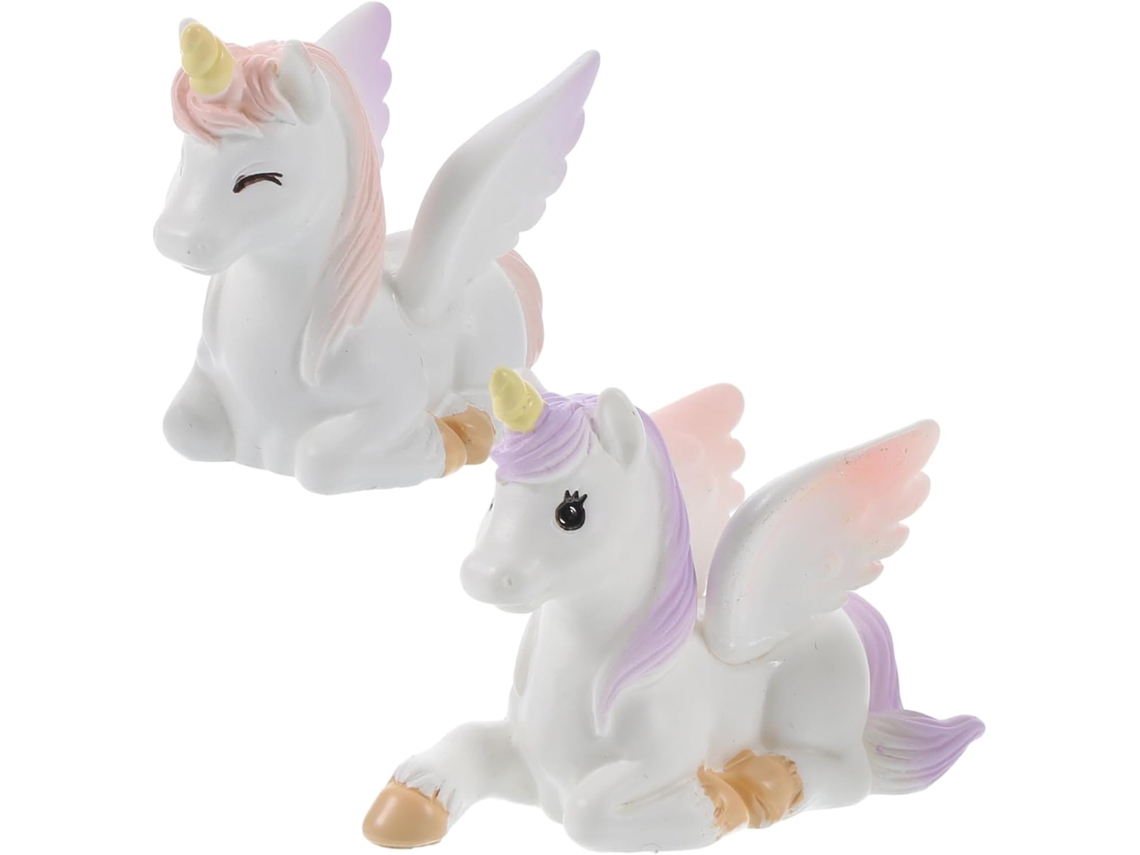 Juego De 2 Figuras Grandes De Unicornios De Resina, Rosa Y Morado, Para Decoración De Pasteles.