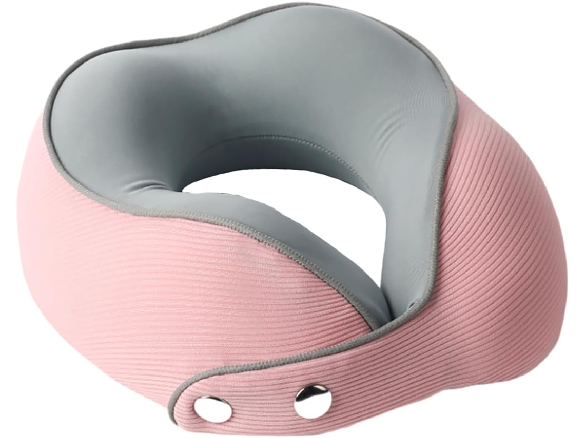 Almohada Cervical De Espuma Viscoelástica Portátil En Forma De U Para Viajes Con Soporte Cervical De 360° Para Adultos (rosa) Cuich