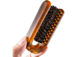 Cepillo plegable y portátil con cerdas de jabalí, peine de bolsillo para desenredar y masajear el cabello mientras viajas. Rosewell (ámbar).