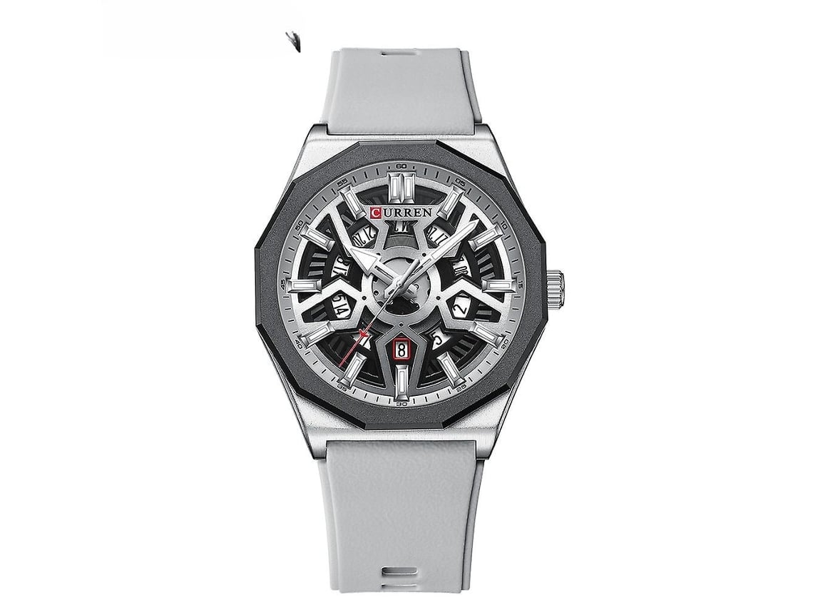 Moda Masculina Cuarzo Impermeable Silicona Relojes De Pulso Negocios Deporte Diseño Blanco Shell Gris Yuysan